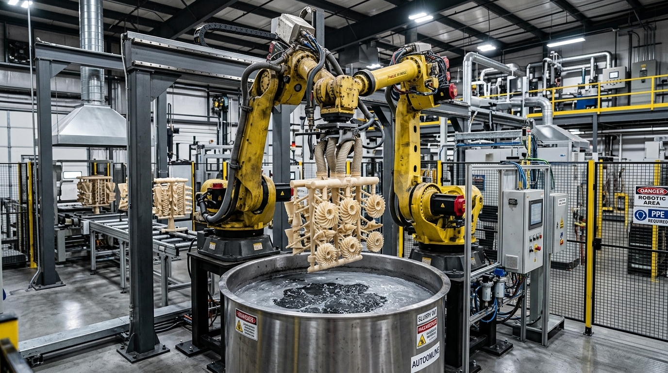 Preparing Ceramic Shells for Lost-Wax Casting: Slurry Dipping & Robotic Stucco